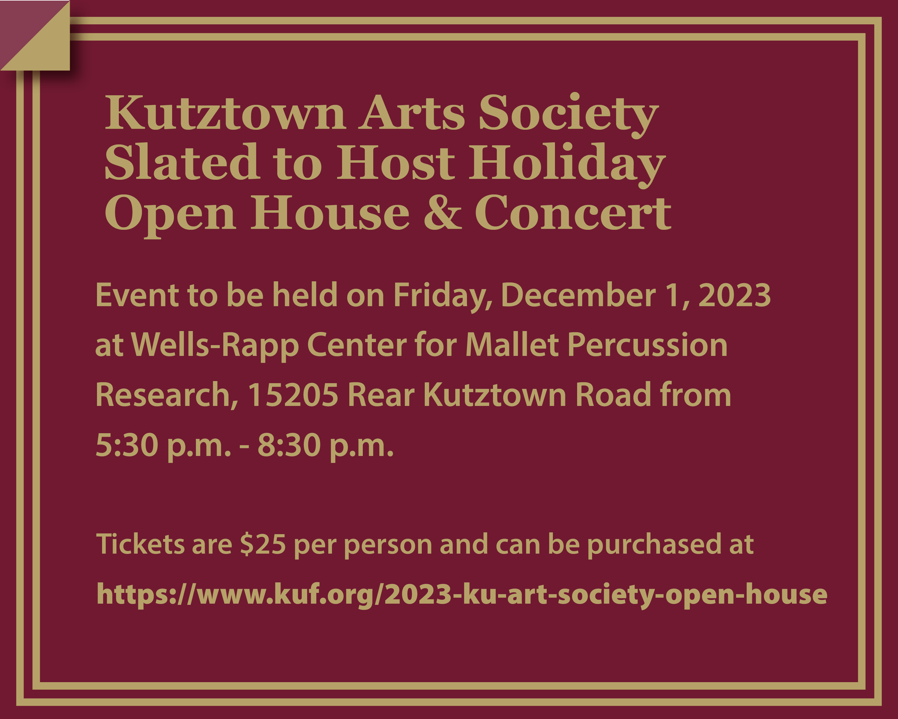 Kutztown Arts Society slated to host holiday open house and concert